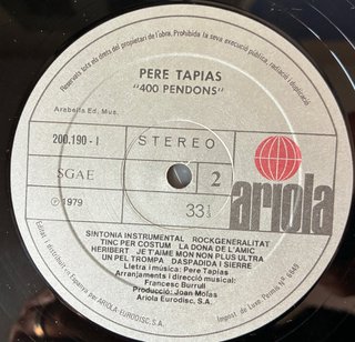 Vinilo Pere Tapias - 400 pendons