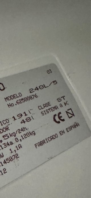 Frigorífico Congelador Corberó Blanco