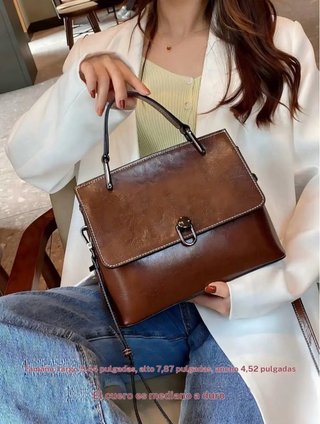 Bolso de cuero marrón para mujer