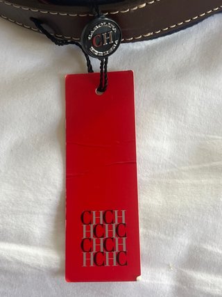 Cinturón Carolina Herrera rayas azul y rojo