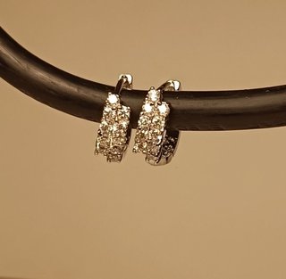 Pendientes Aro Doble Brillantes Plateados