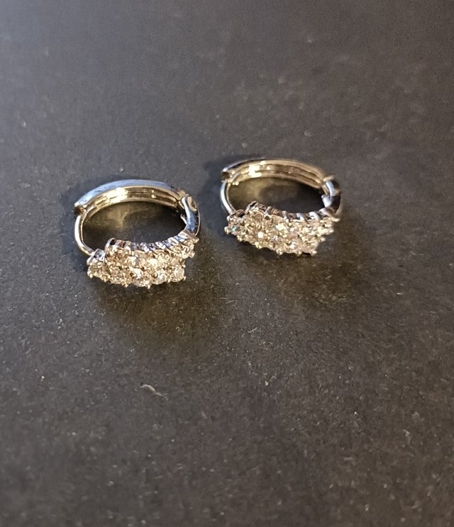 Pendientes Aro Doble Brillantes Plateados