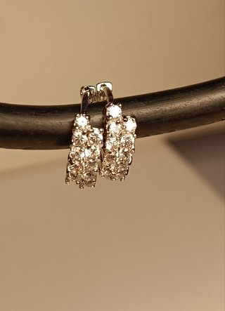 Pendientes Aro Doble Brillantes Plateados