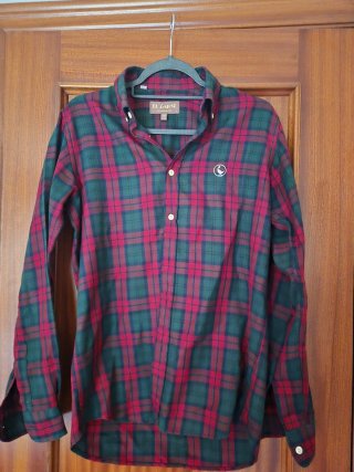 Camisa El Ganso M cuadros verde rojo