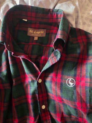 Camisa El Ganso M cuadros verde rojo