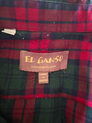 Camisa El Ganso M cuadros verde rojo