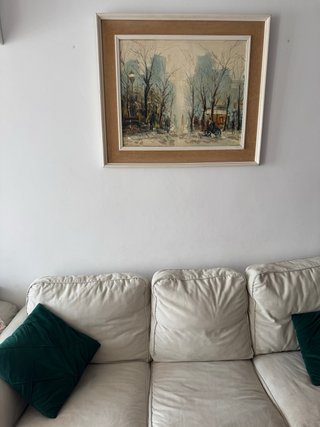Cuadro al óleo paisaje urbano invierno