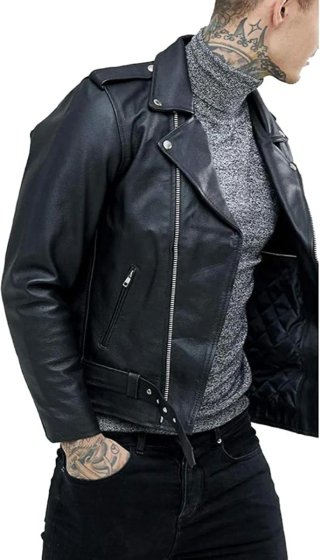 Chaqueta Cuero Biker Reclaimed Vintage Negra