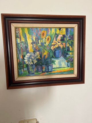 Cuadro al óleo de flores