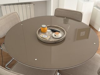 Mesa de cristal redonda 110 cm marron