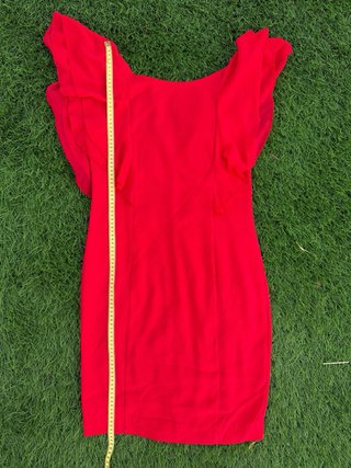 Vestido rojo Javier Simorra volantes T38