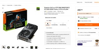 Gigabyte RTX 5060 NUEVA y PRECINTADA-Sólo en mano