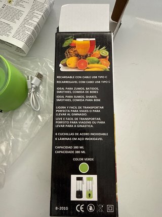 Batidora Portátil Recargable Verde