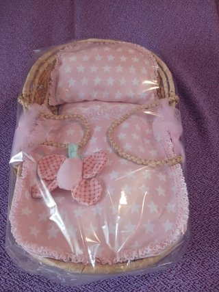 Moisés de mimbre para muñecas 45cm