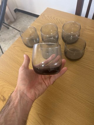 Lote vasos cristal ahumado retro