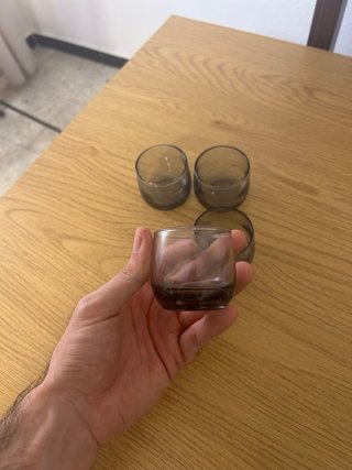 Lote vasos cristal ahumado retro