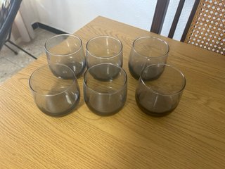 Lote vasos cristal ahumado retro