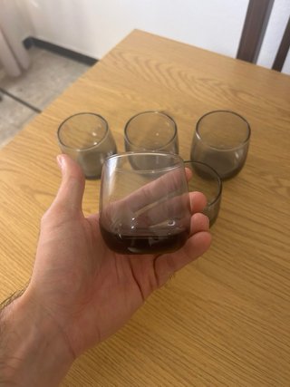 Lote vasos cristal ahumado retro