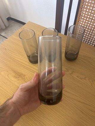 Lote vasos cristal ahumado retro