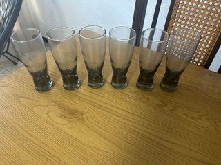 Lote vasos cristal ahumado retro