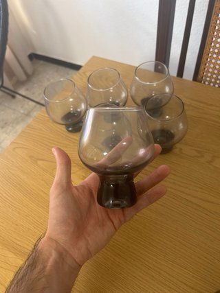 Lote vasos cristal ahumado retro