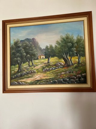 Cuadro paisaje óleo madera
