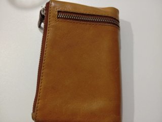 Cartera monedero de piel marrón