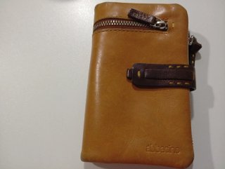 Cartera monedero de piel marrón