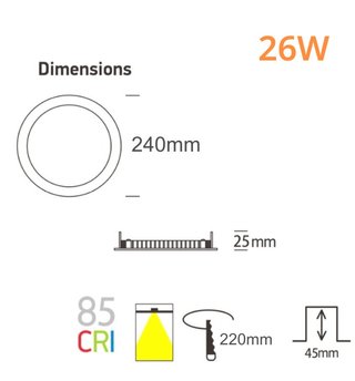 Placa LED Slim Circular 26W 4CCT OSRAM