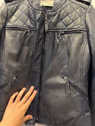 Cazadora cuero azul marino T40 100% piel