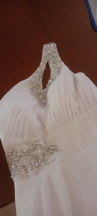 Abito lungo elegante Emmebi bianco argento M