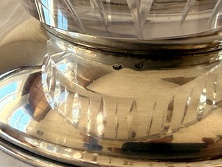 Centro de mesa ovalado cristal y plata