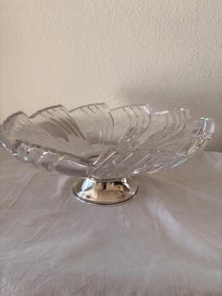 Centro de mesa ovalado cristal y plata
