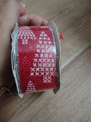 Cinta de Navidad Beige y Roja