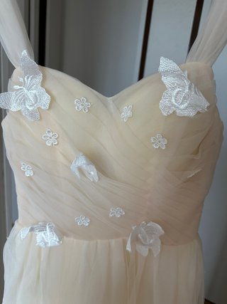 Vestido largo fiesta beige mariposas