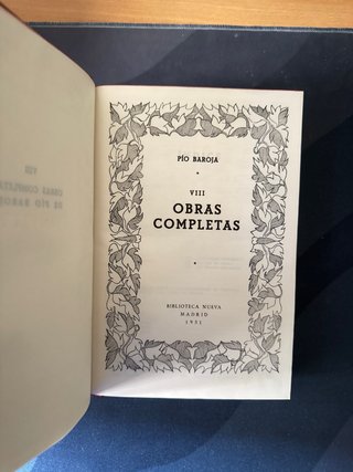 Obras Completas Pio Baroja 8 Tomo Biblioteca Nueva