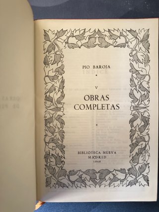 Obras Completas Pio Baroja 8 Tomo Biblioteca Nueva