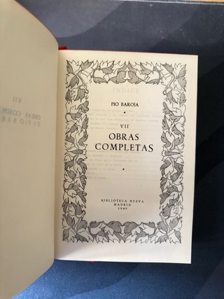 Obras Completas Pio Baroja 8 Tomo Biblioteca Nueva