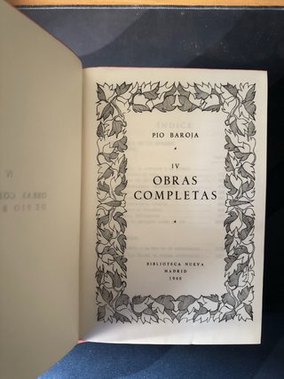 Obras Completas Pio Baroja 8 Tomo Biblioteca Nueva