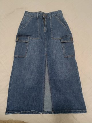 Falda denim cargo azul