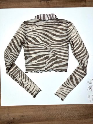 Camisa Bershka Zebra Marrón Beige Manga Larga xs