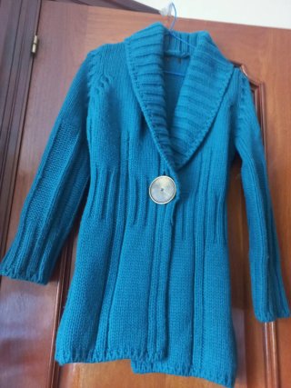 Chaqueta de punto azul verdoso