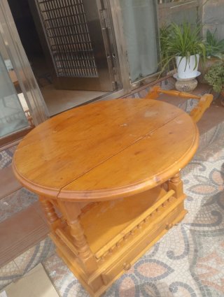 Mesa carrito camarera de madera. Con cajones