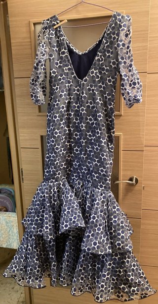 Traje flamenca azul talla 38 ligero volantes
