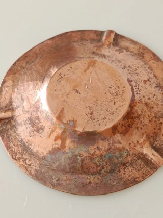 Cenicero cobre artesanal antiguo