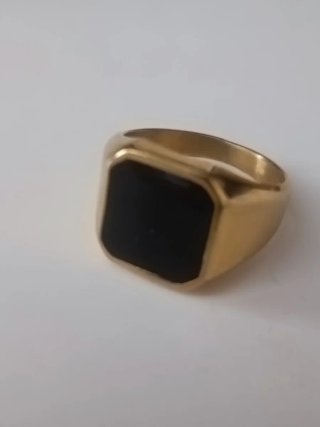 Anillo Sello Vintage Negro Oro