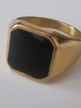 Anillo Sello Vintage Negro Oro
