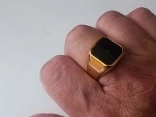 Anillo Sello Vintage Negro Oro