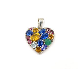 Colgante Corazón Multicolor Citrinos Topacio & Más