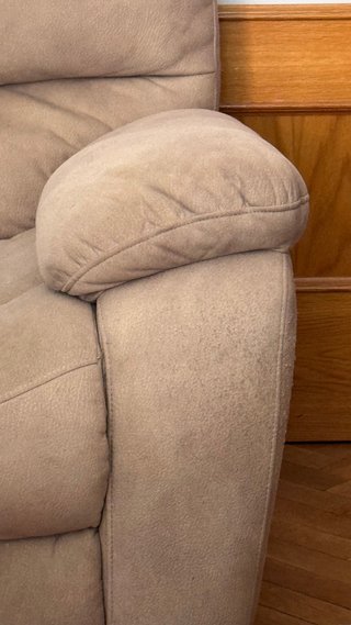 Sofá 2 plazas + sillón reclinable beige